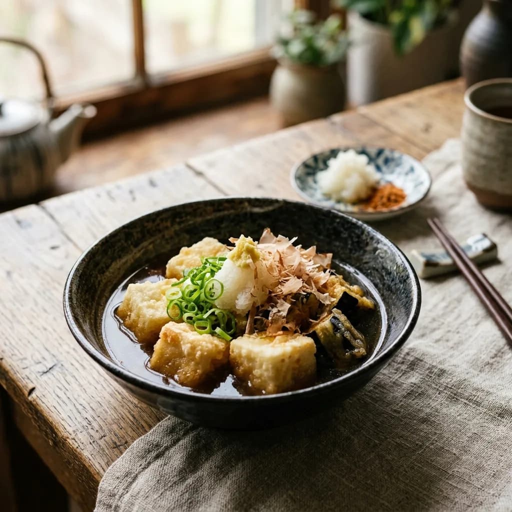 Recipe cover: Crispy Eggplant And Tofu Agedashi In Dashi Broth
