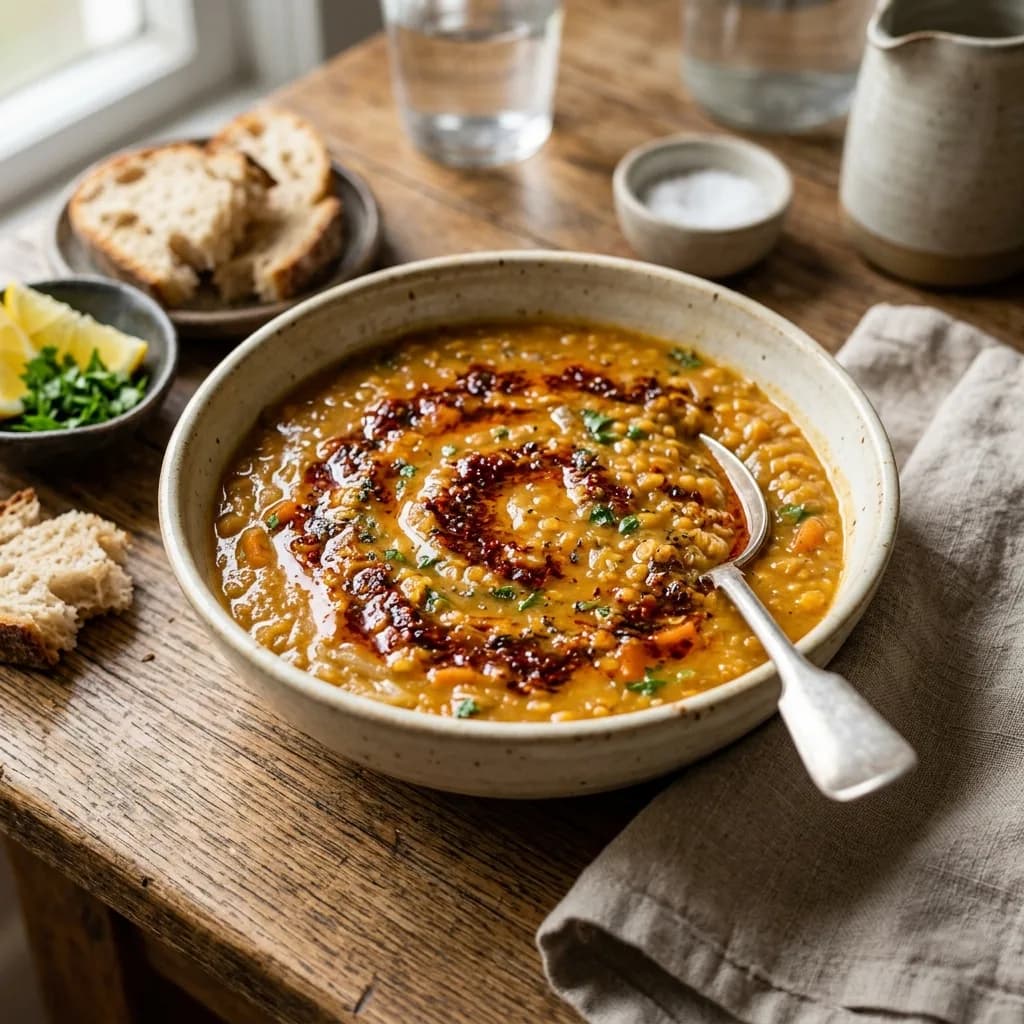 Recipe cover: Turkish Red Lentil Stew With Pul Biber Butter
