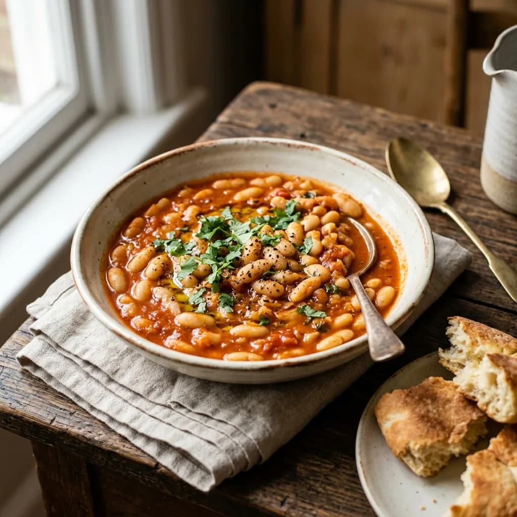 Recipe cover: Moroccan Paprika And Garlic Stewed Beans