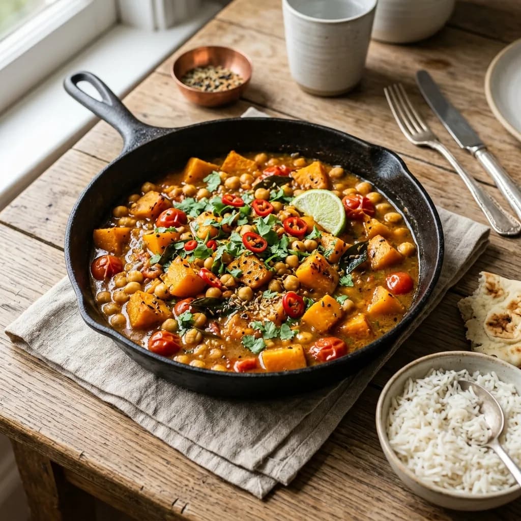 Recipe cover: Bengali Panch Phoron Squash And Chickpea Skillet