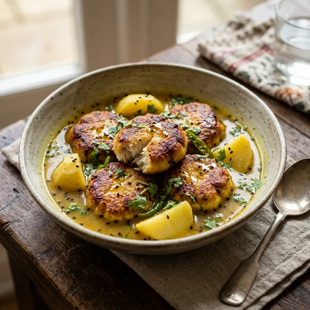 Recipe cover: Bengali Nigella Spiced Fish Cakes In Light Stew