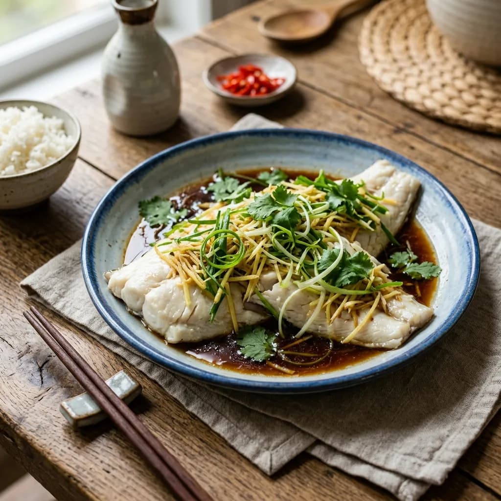 Recipe cover: Cantonese Ginger-Scallion Steamed Halibut