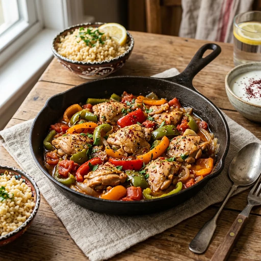 Recipe cover: Turkish Spiced Chicken Thigh And Bell Pepper Sote