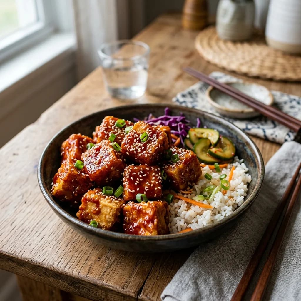 Recipe cover: Sweet And Spicy Glazed Crispy Tofu