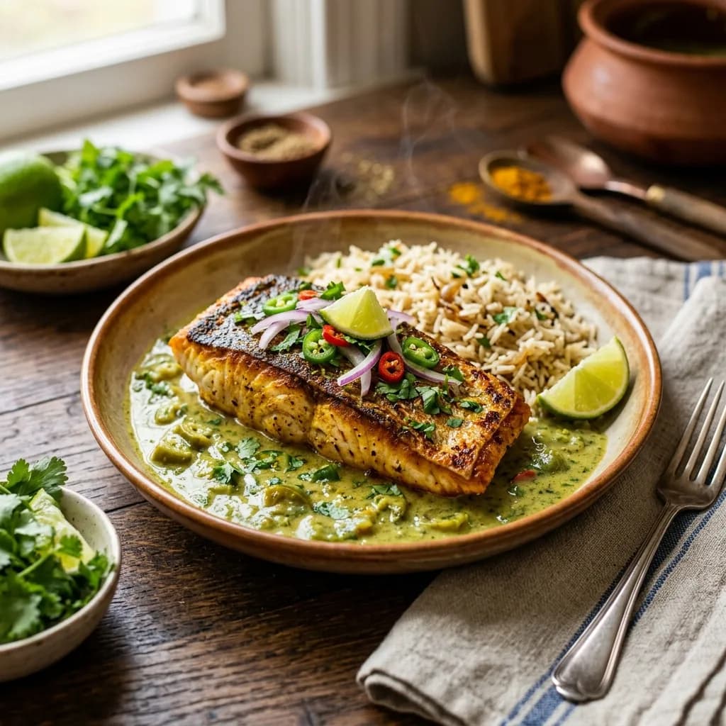Recipe cover: Somali Green Chile And Coconut Seared Snapper
