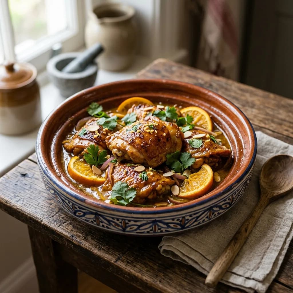 Recipe cover: Moroccan Orange And Ginger Braised Chicken Thighs