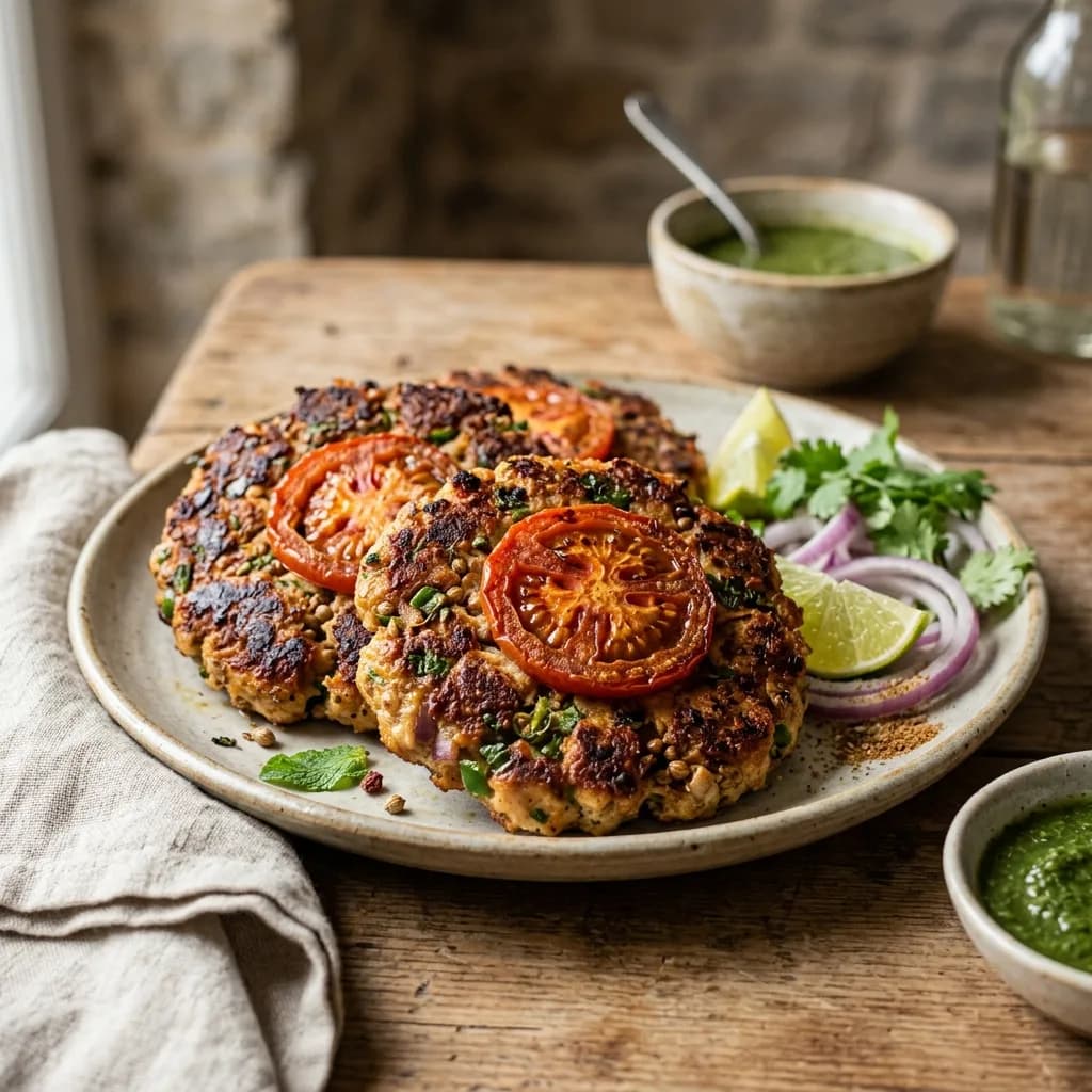 Recipe cover: Peshawari Chicken Chapli Kebabs