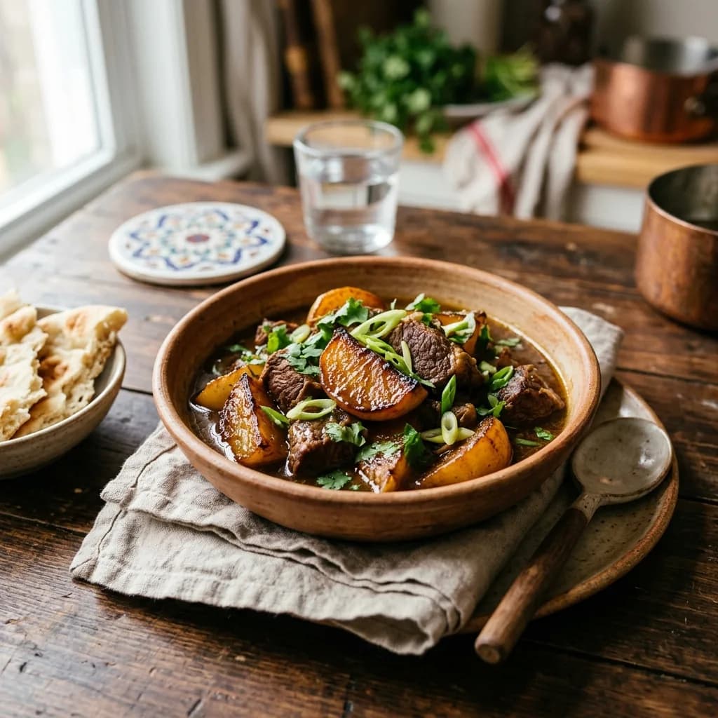 Recipe cover: Afghan Caramelized Turnip And Spiced Beef Braise