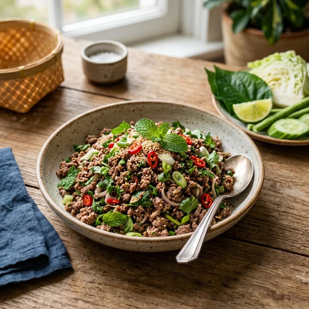 Recipe cover: Northern Thai Minced Beef Salad (Larb Neua)