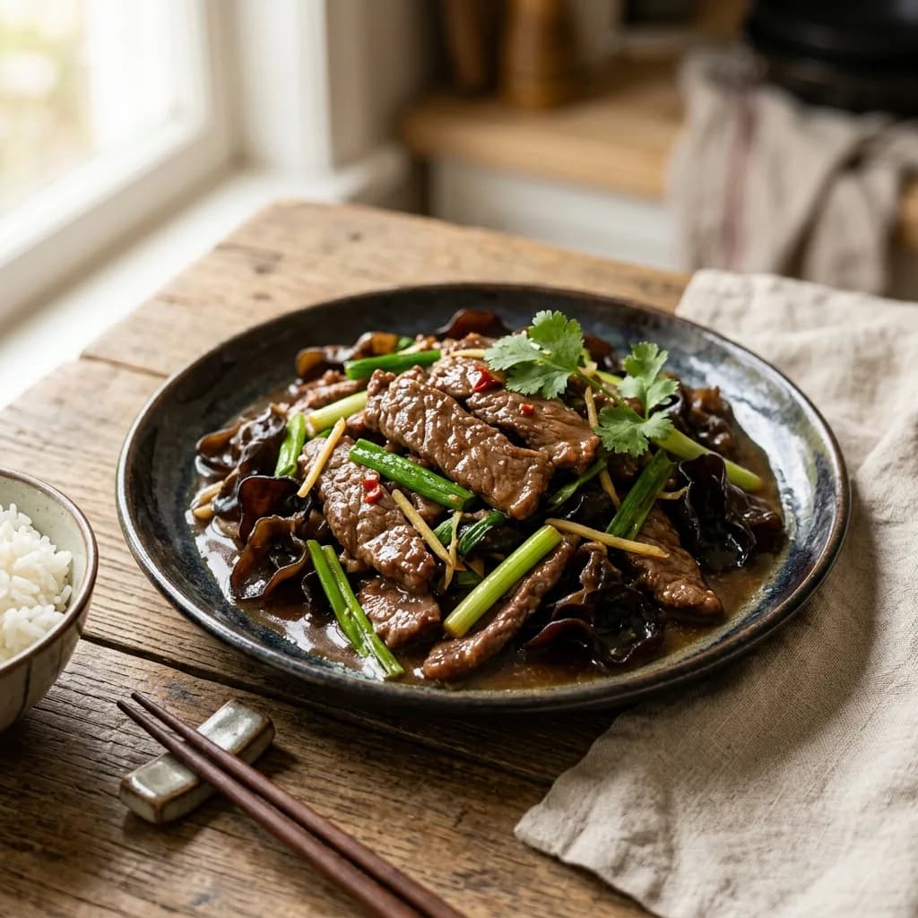 Recipe cover: Cantonese Beef And Wood Ear Mushroom Stir-Fry